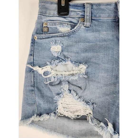 Just USA Shorts Womens Medium Blue Denim Preppy Frayed Ripped Distressed Pockets - Picture 9 of 11